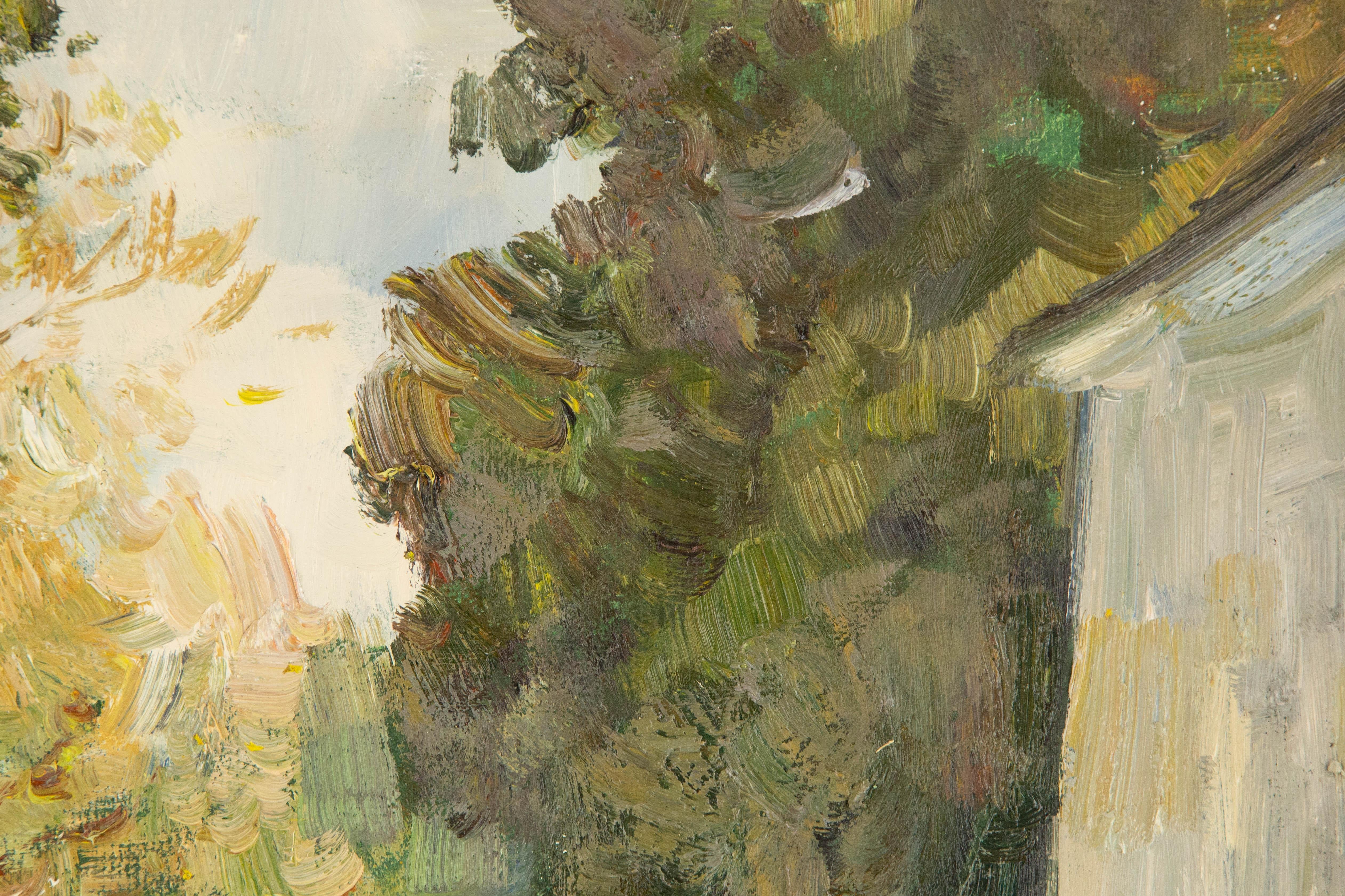  Title: Biking
 Medium: Oil on canvas
 Size: 19.5 x 23 inches
 Frame: Framing options available!
 Condition: The painting appears to be in excellent condition.
 Note: This painting is unstretched
 Year: 2011
 Artist: MingYan Li
 Signature: Signed
