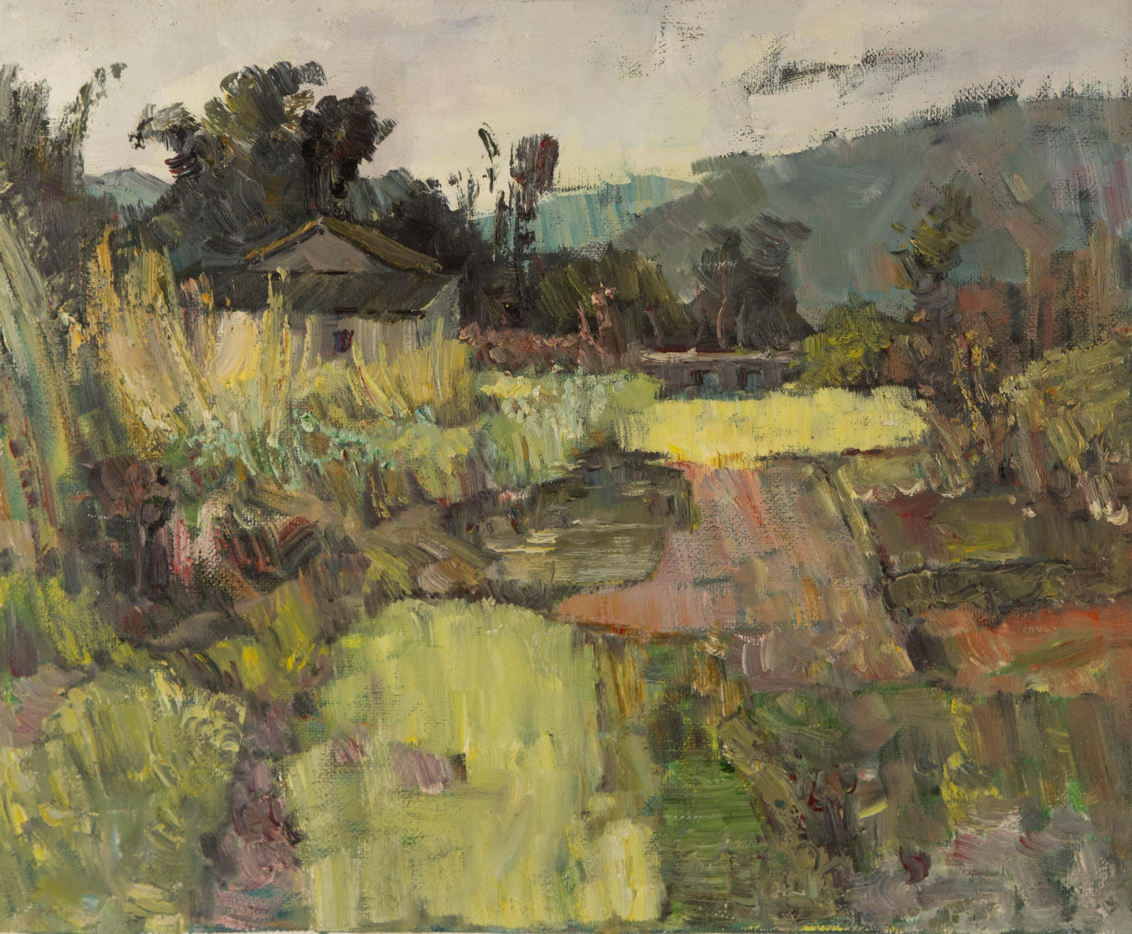 Mingyan Li Landscape Original Oil On Canvas "Little Bridge"