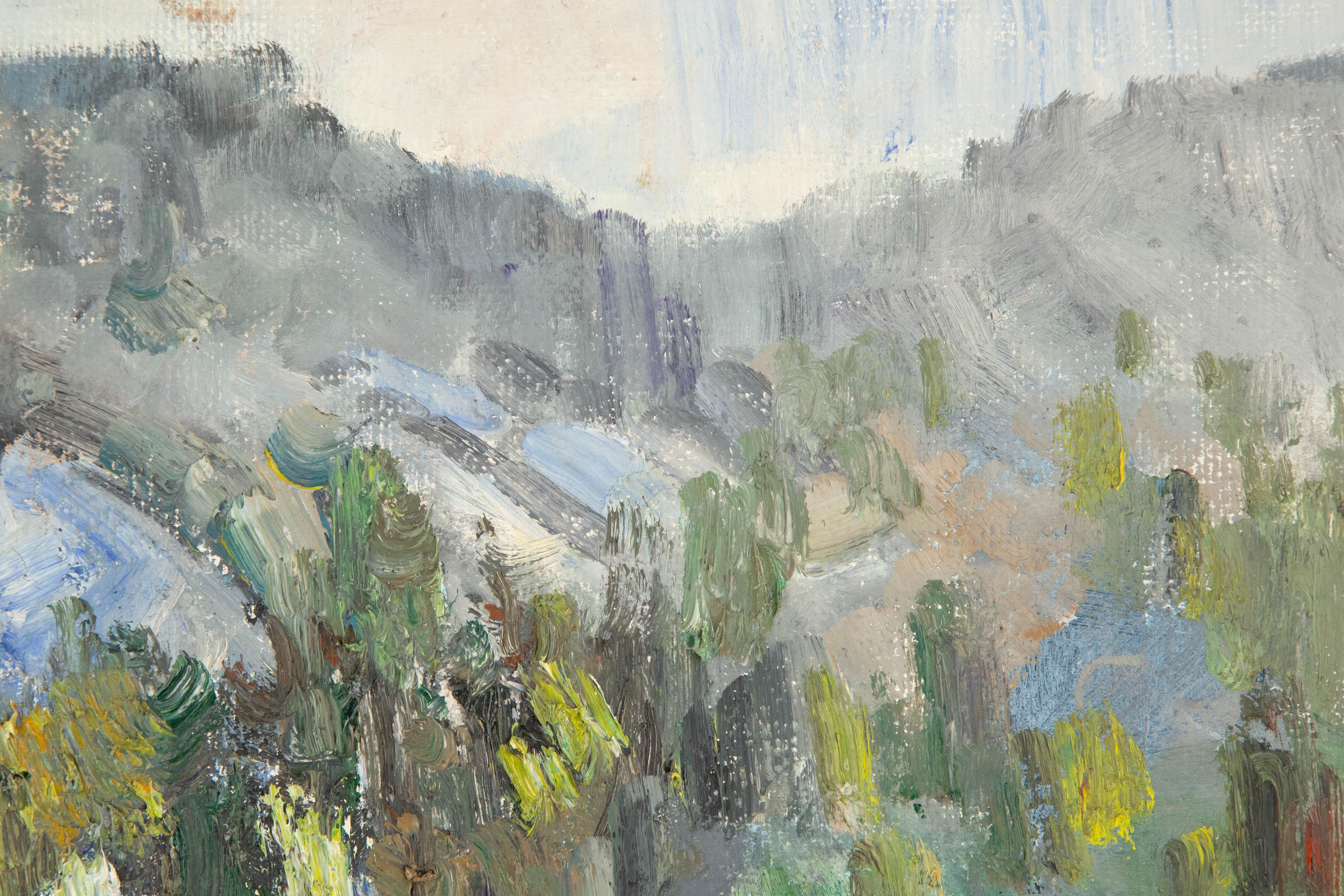 Título: Paisaje En Verde
 Técnica: Óleo sobre lienzo
 Tamaño: 19 x 23 pulgadas
 Marco: Opciones de enmarcado disponibles
 Estado de conservación: El cuadro parece estar en excelentes condiciones.
 Nota: Este cuadro no está estirado
 Año: 2012
