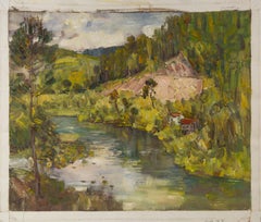 Mingyan Li Paesaggio originale Olio su tela "Ruscello