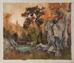 Mingyan Li Paisaje Original Óleo Sobre Lienzo "El pie de la montaña"