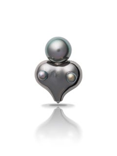 MINH LUONG Eternal Knot Peacock Pearl Emerald Black Spinels Gold Single Earring