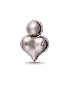 MINH LUONG Lotus Diamonds and Teal Garnets Grey Gold Single Earring