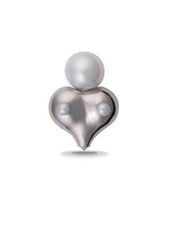 MINH LUONG Lotus Pearl Diamonds and Lavender Sapphires White Gold Single Earring