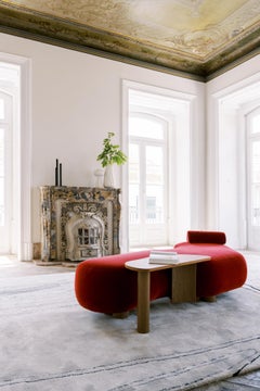 Modern Minho Chaise Longue, Velvet, Walnut, Handmade Portugal by Greenapple