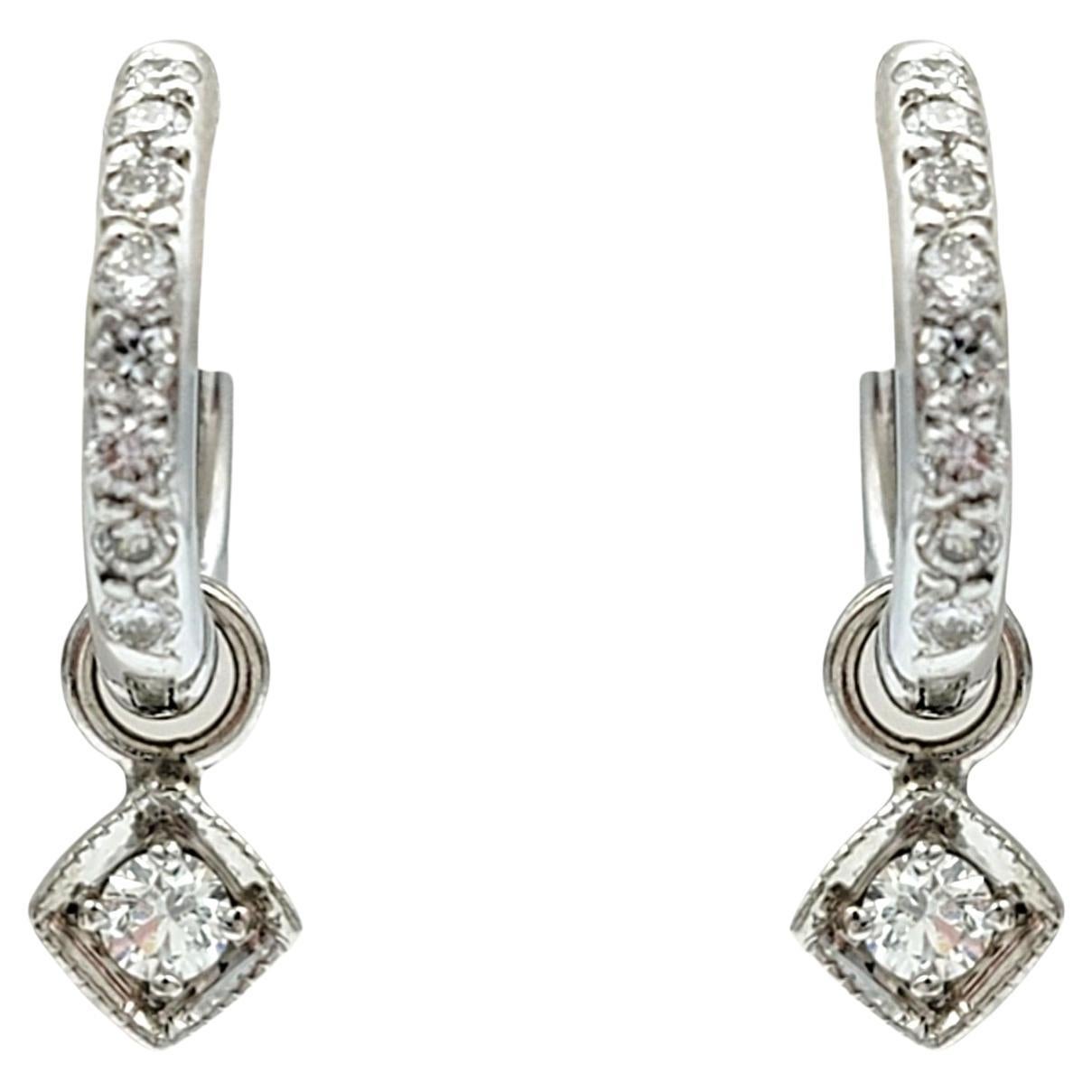 Mini-Diamant-Creolen aus 14 Karat Weißgold mit abnehmbarem Diamant-Ohrring