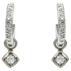 Mini-Diamant-Creolen aus 14 Karat Weißgold mit abnehmbarem Diamant-Ohrring
