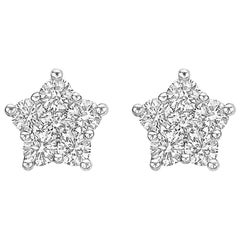 Mini 18 Karat White Gold and Pavé Diamond Star Earstuds Mini 18 Karat White Gold and Pavé Diamond Star Earstuds