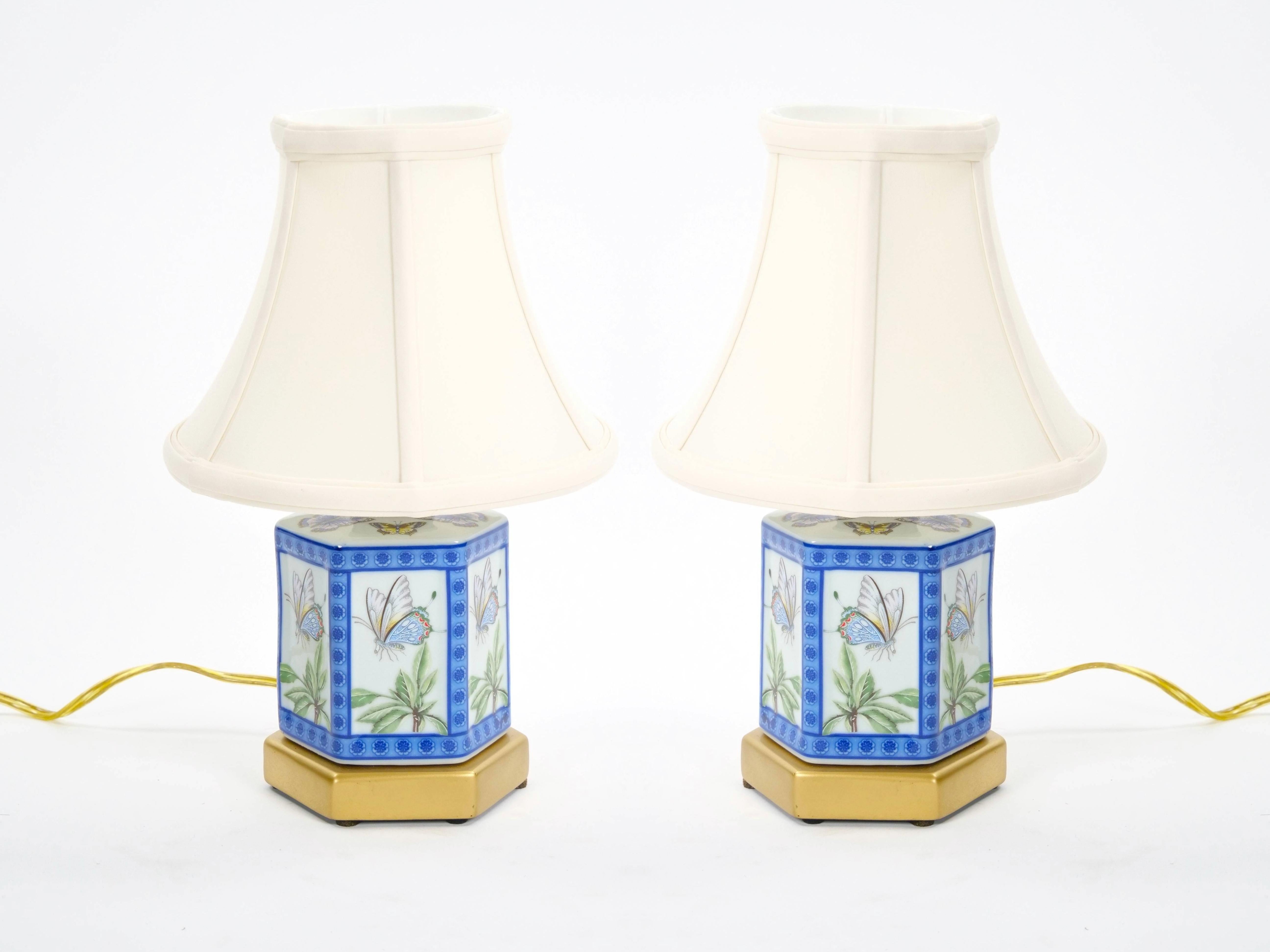 Mini 20e siècle avec base en bois doré bleu et vert en vente 3