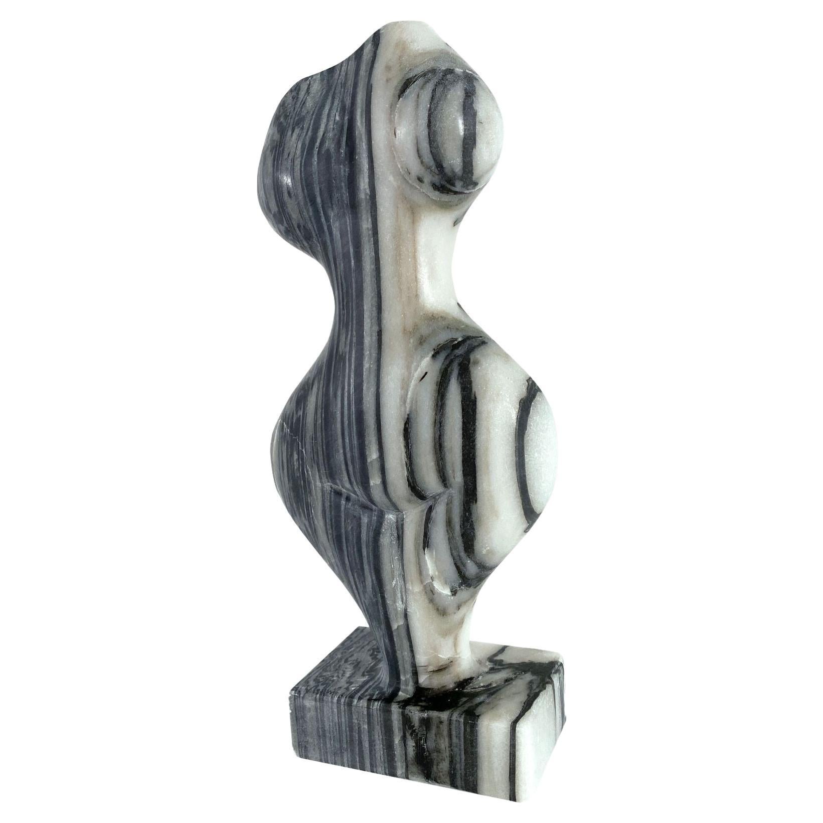 "Mini 89" Swiss Modern Zebra Marble Abstract Sculpture, Evelyne Brader