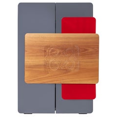 Armadietto a 3 cassetti in legno laccato intagliato e acciaio della collezione SoShiro Ainu
