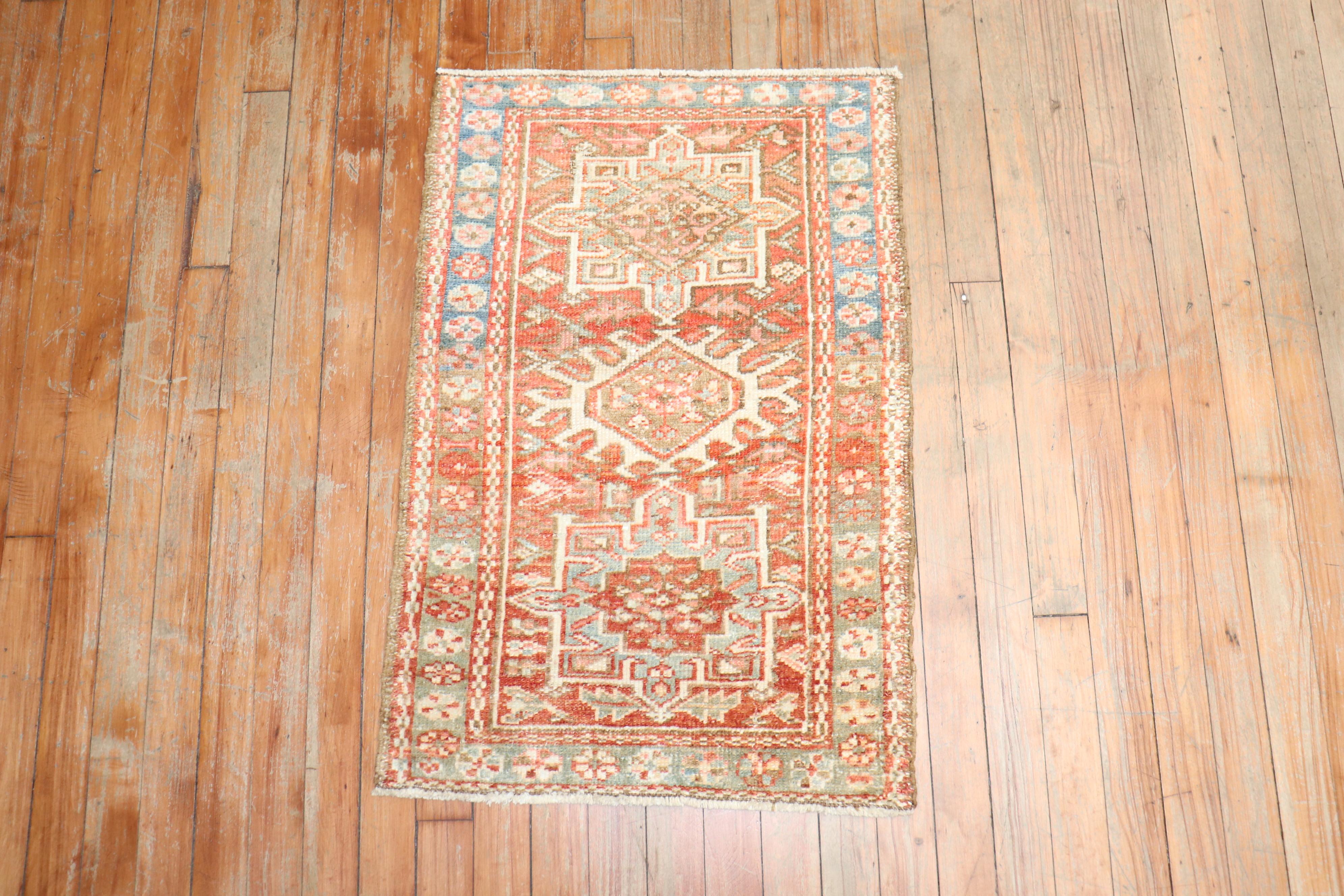 Mini Antique Persian Heriz Rug In Good Condition For Sale In New York, NY