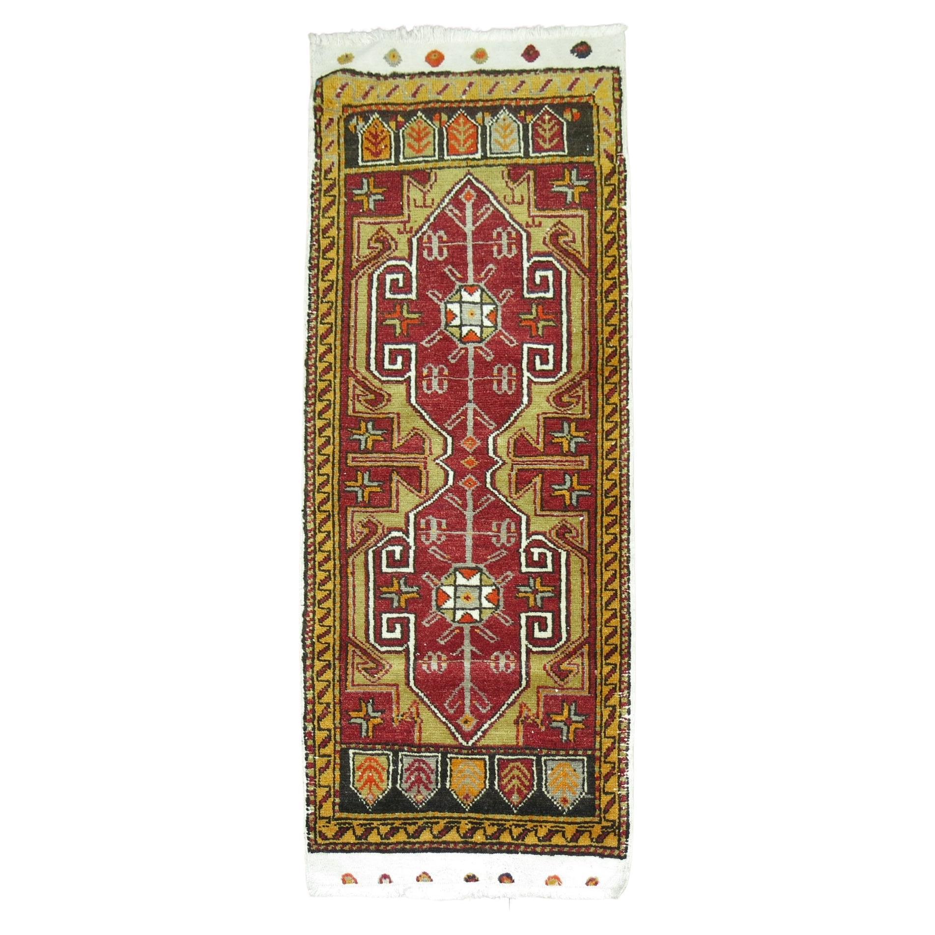 Mini Antique Turkish Small Runner For Sale