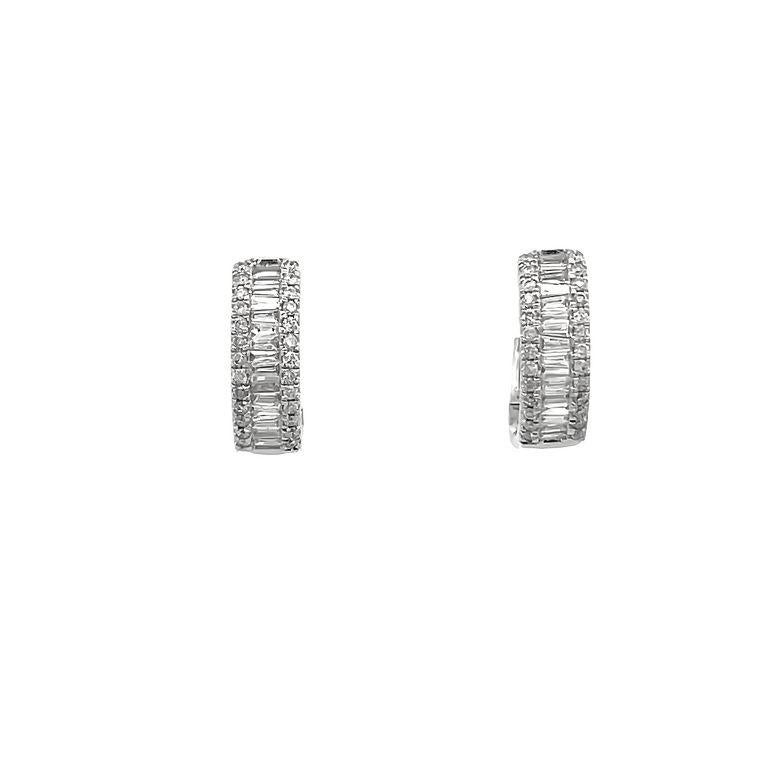 Introducing a stunning pair of diamond hoops earrings that will take your breath away! Adorned with exquisite round diamonds 0.40 CT stetted in 14K white gold with white diamonds, these are the perfect accessory to add that touch of elegance and