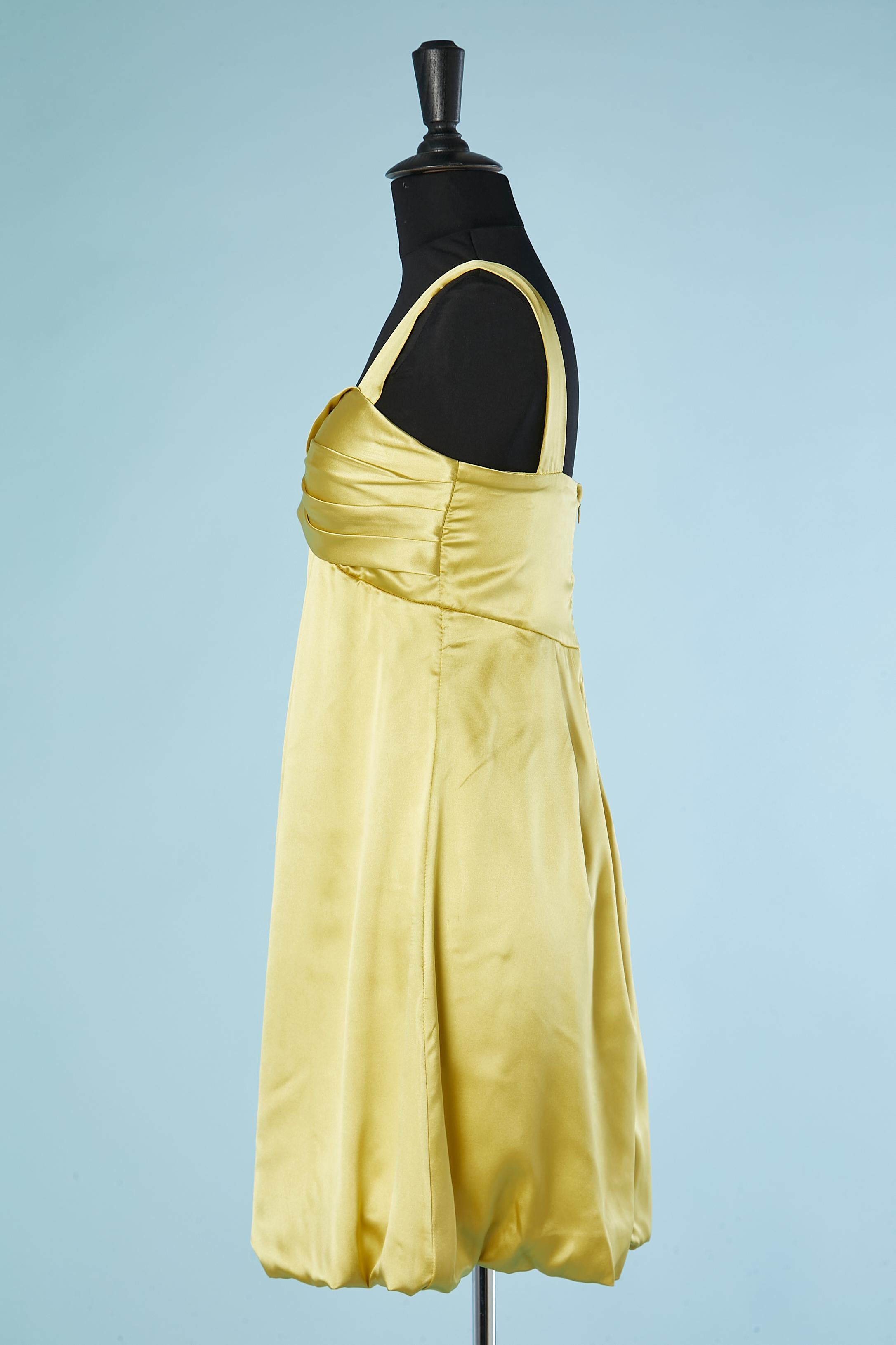 Mini balloon silk satin cocktail dress draped on bust Chanel  In Excellent Condition For Sale In Saint-Ouen-Sur-Seine, FR