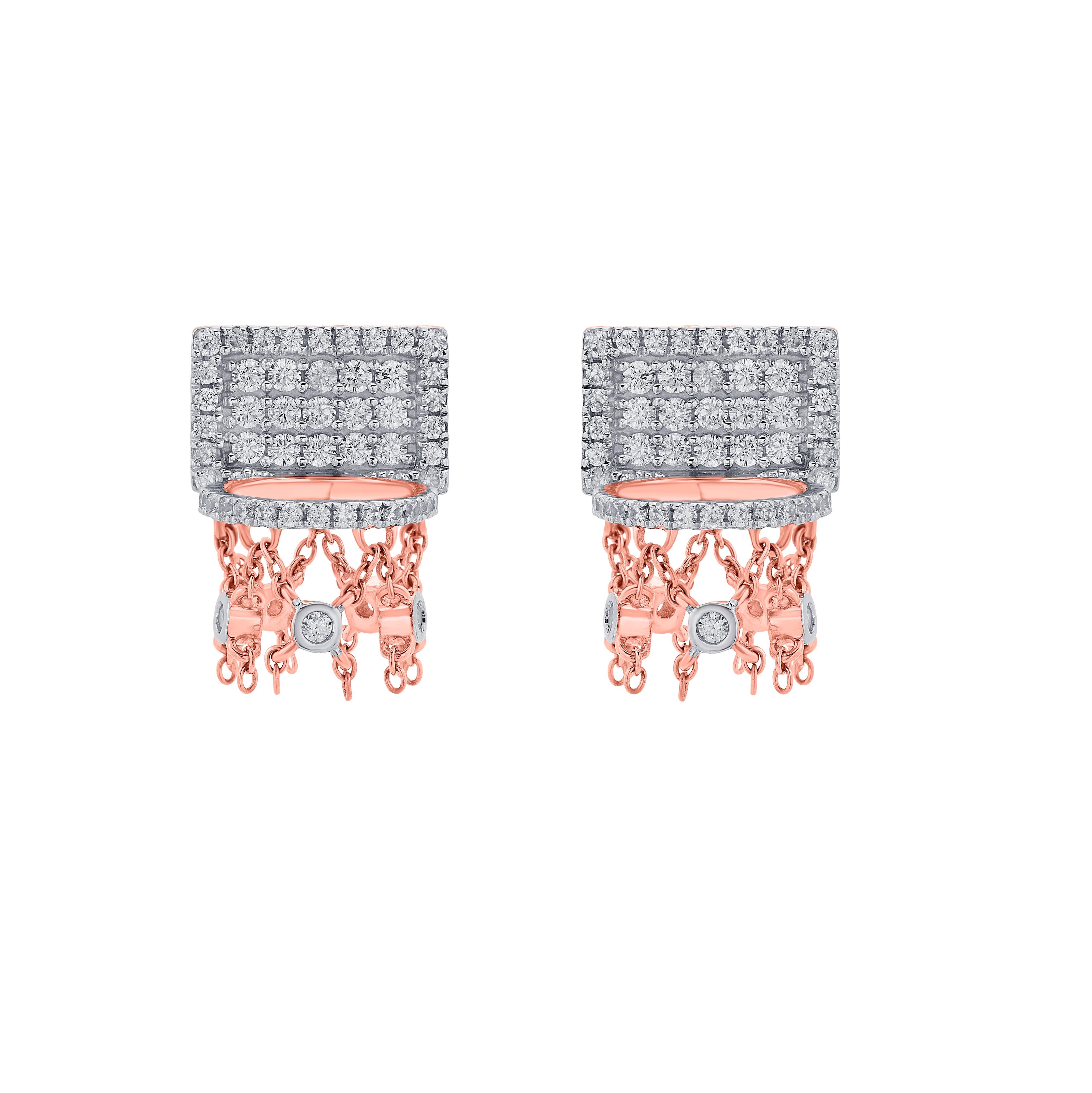 Round Cut Mini Basketball Hoop Earrings Full Diamonds For Sale