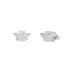 Mini Bat Gold Earrings with Pavé Diamonds