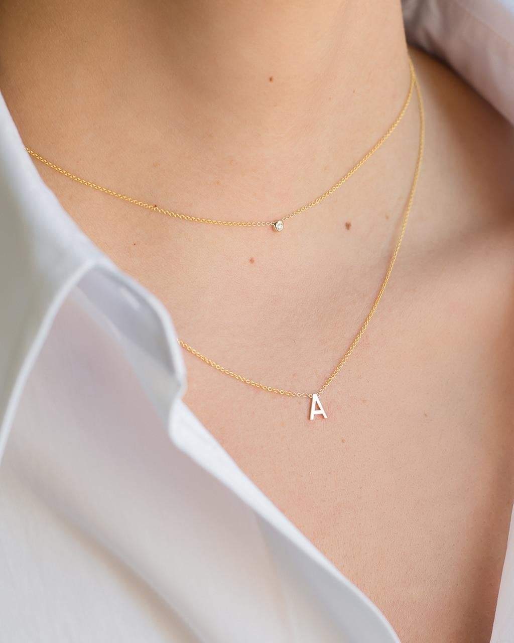 floating bezel diamond necklace