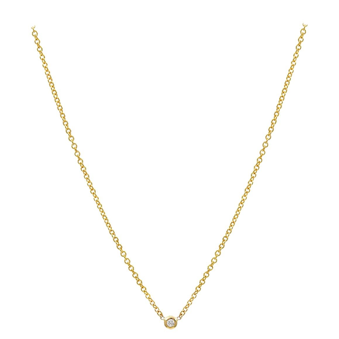 Mini Bezel Diamond Necklace For Sale