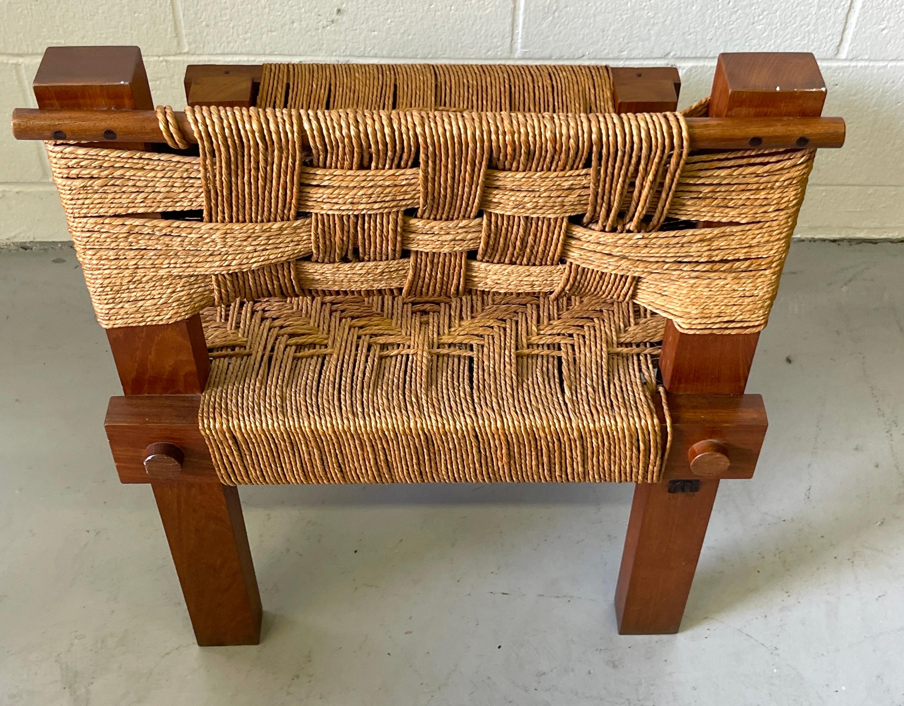 Mini Boga for Taaru, Teak & Woven Rope Occasional Chair For Sale 3