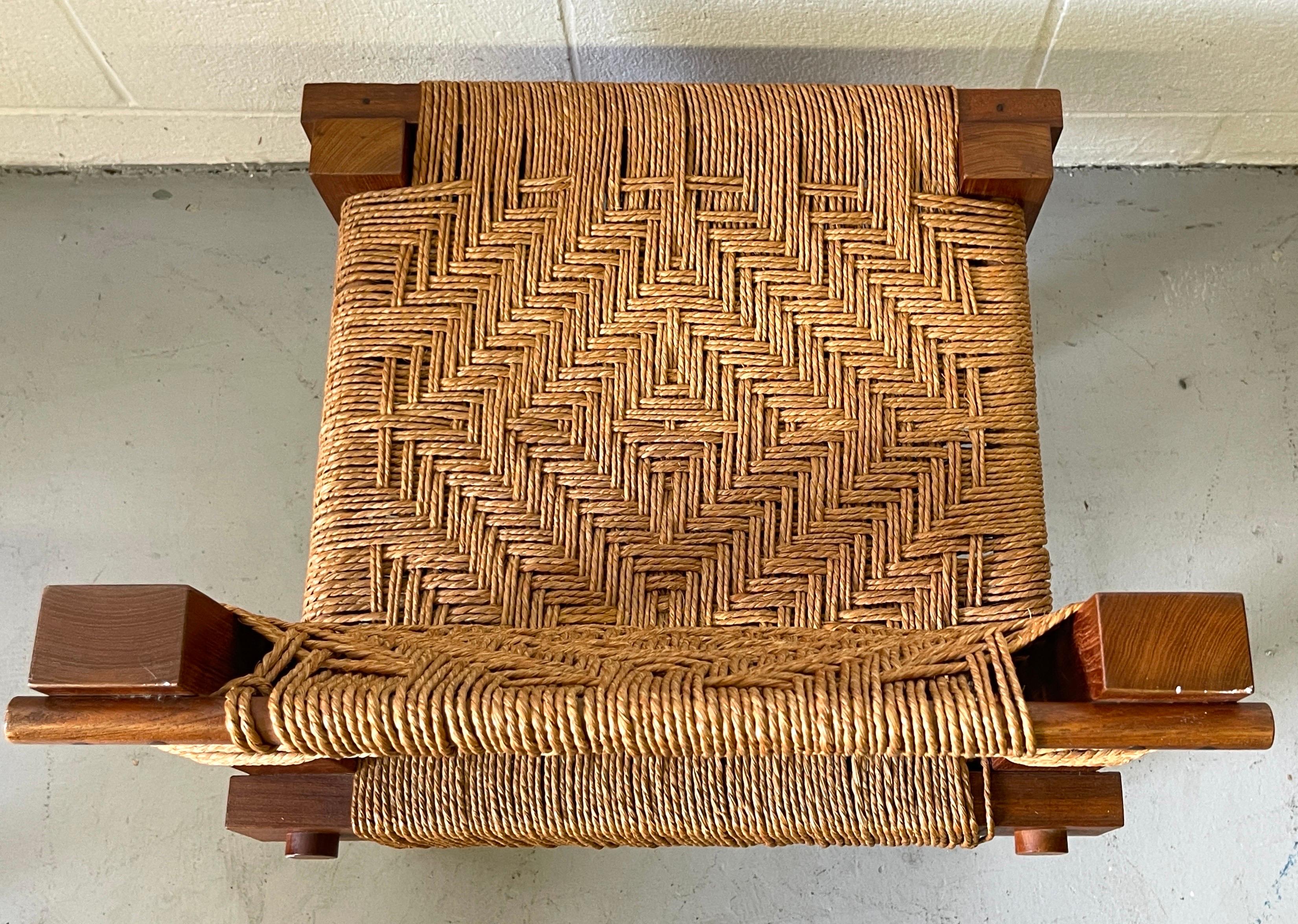 Mini Boga for Taaru, Teak & Woven Rope Occasional Chair For Sale 5