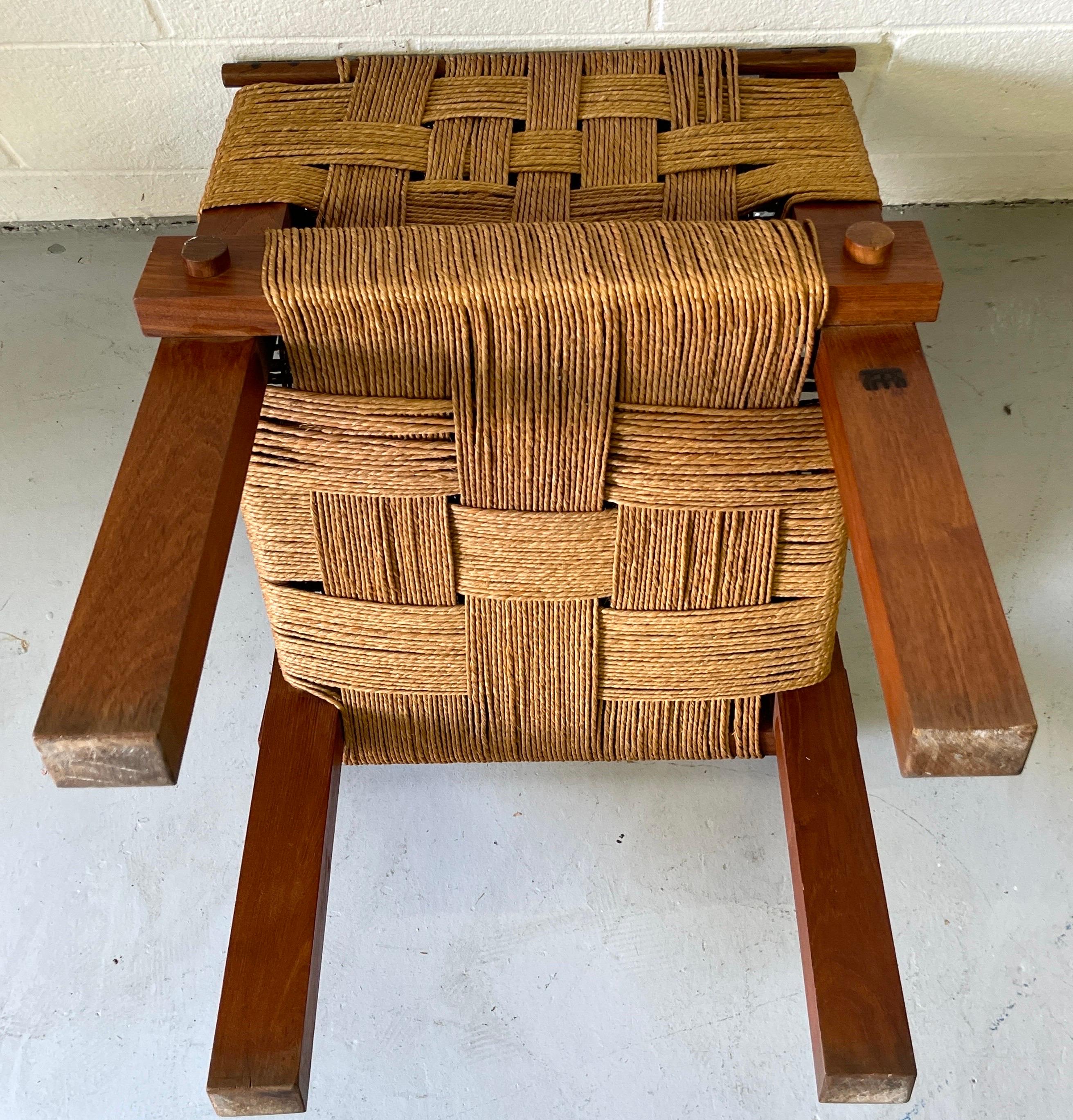 Mini Boga for Taaru, Teak & Woven Rope Occasional Chair For Sale 6