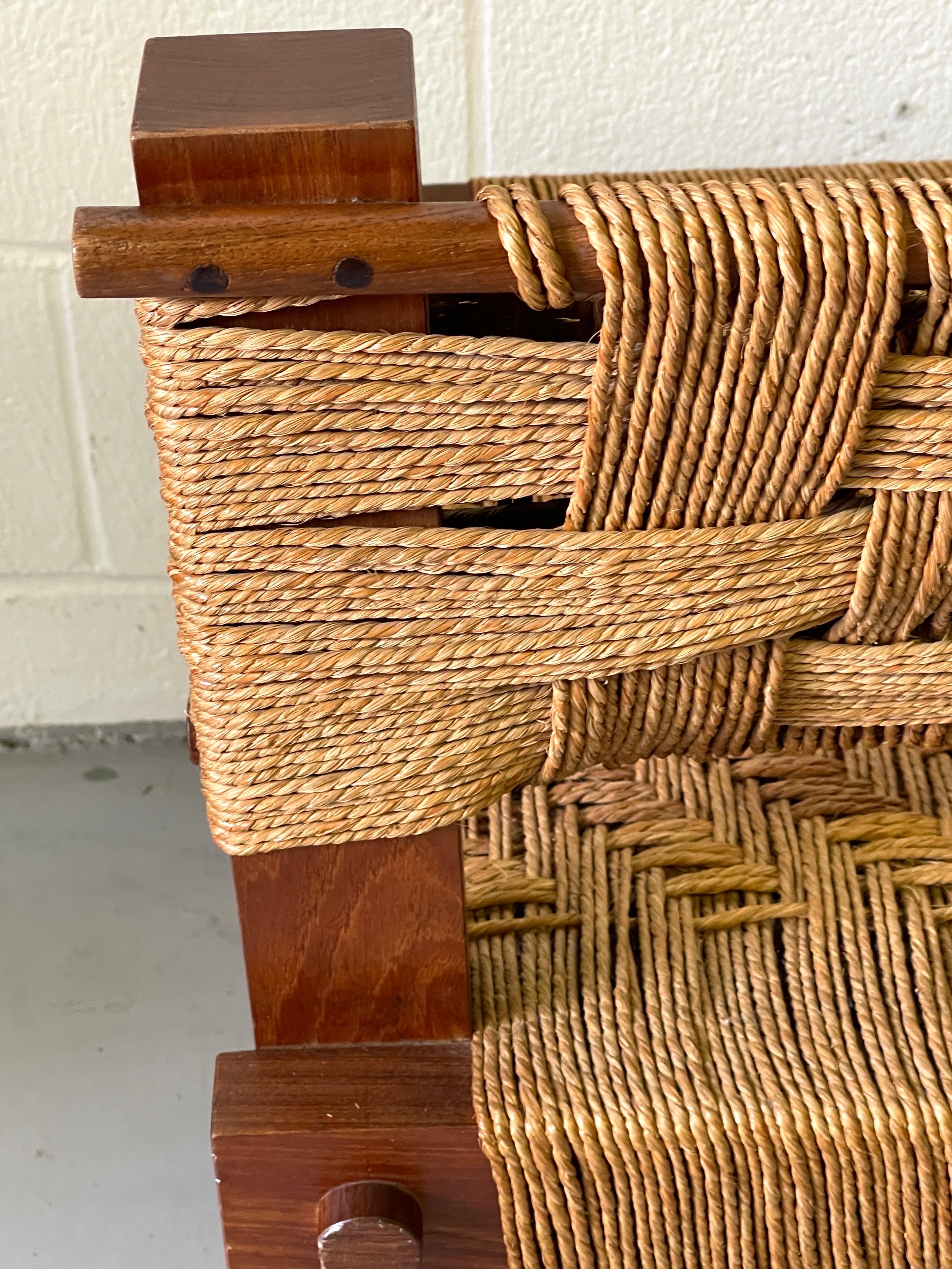 20th Century Mini Boga for Taaru, Teak & Woven Rope Occasional Chair For Sale