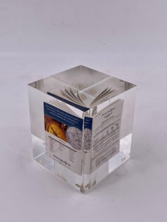 Mini Book in Lucite Cube Paperweight