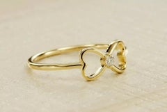 Mini Bow Shaped Diamond Ring in 14k Solid Gold