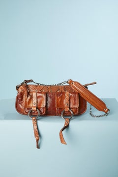 Mini brown leather bag with pocket on the front Dolce & Gabbana