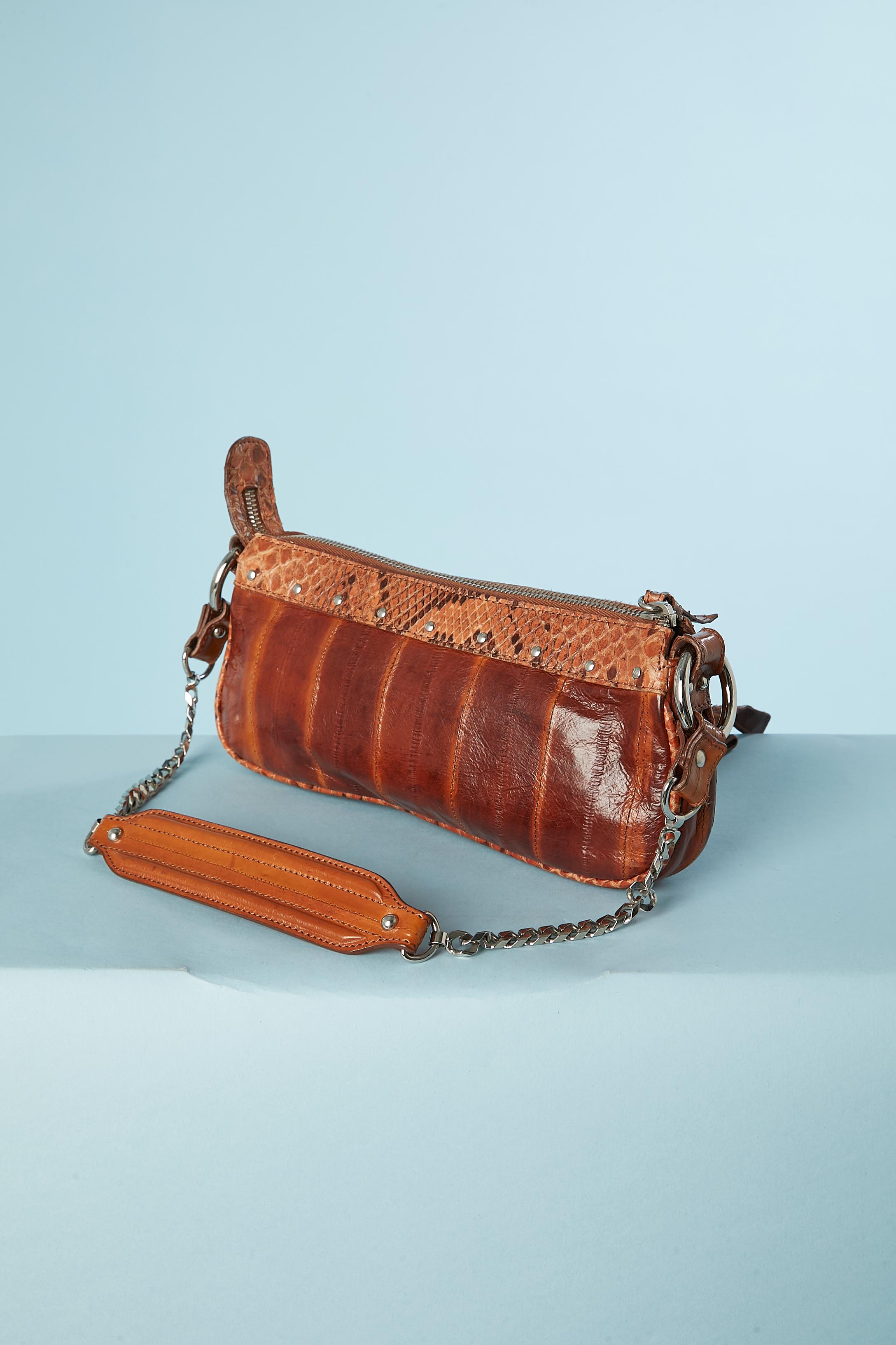 Beige Mini brown leather bag with pocket on the front Dolce & Gabbana For Sale