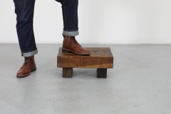 Mini Brutalist Railroad Tie Side Table of Foot Stool Made of Solid Oak