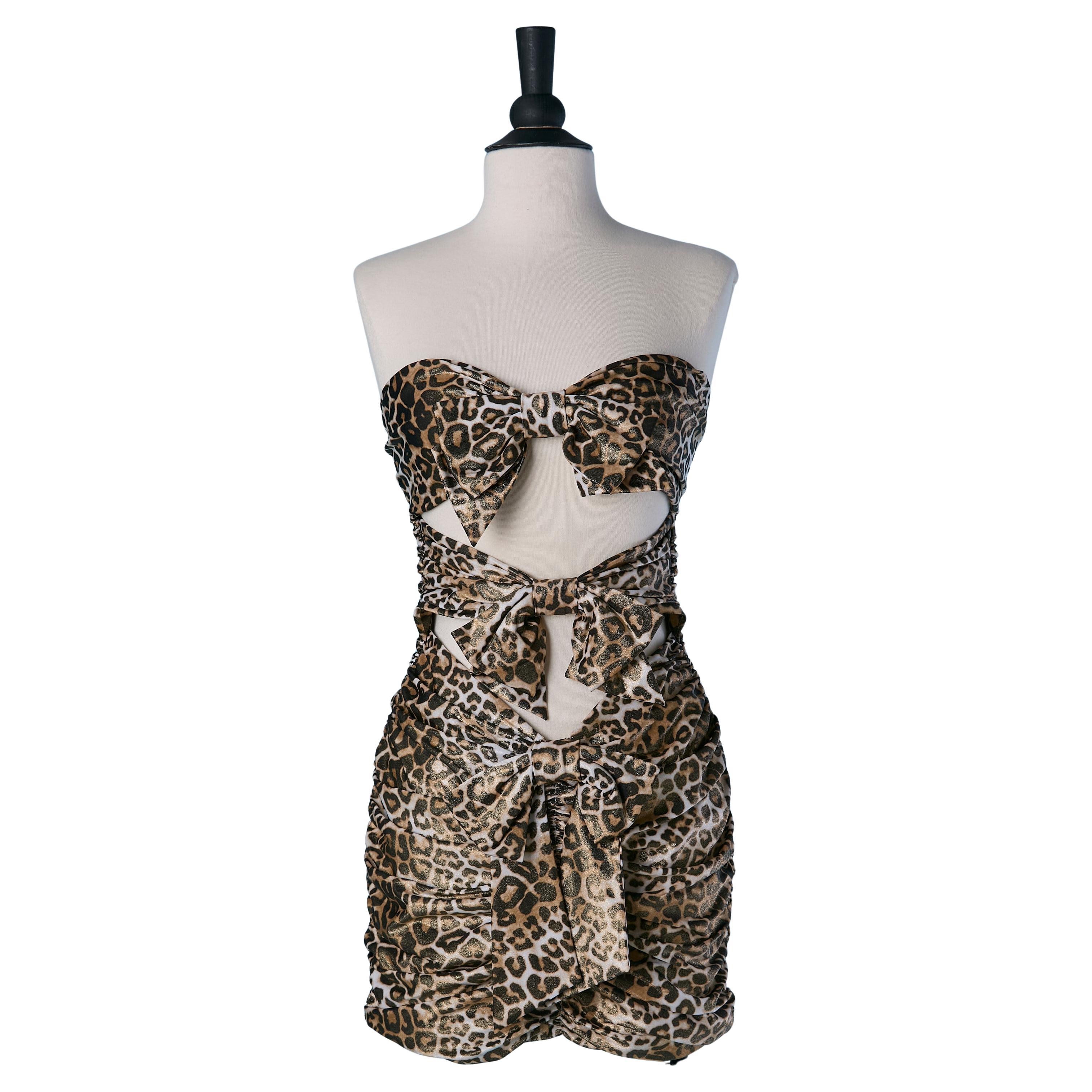 Mini abito bustier in jersey stampato con fiocco Alexandre Vauthier in vendita