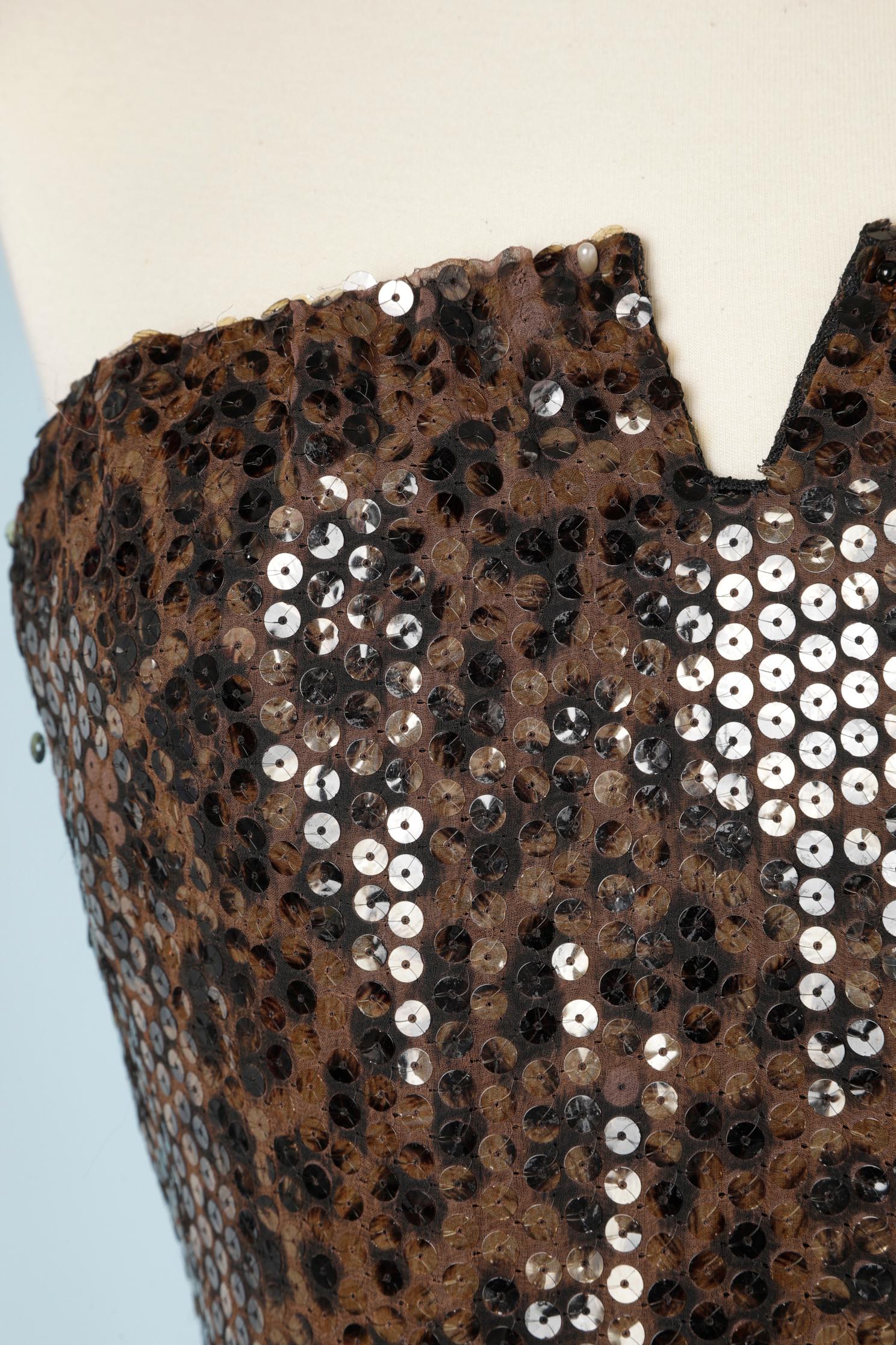 Mini bustier 's dress leopard printed covered with transparent sequins C.D de Christian Dior 