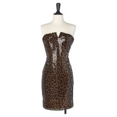 Mini bustier's dress leopard printed covered with sequins C.D de Christian Dior 