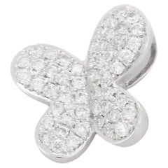 Pendentif en forme de papillon en or blanc massif 14 carats serti de micro-pavés de diamants