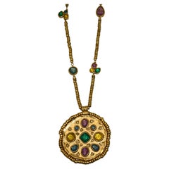 Mini Cabochons Rainbow Medallion Necklace 