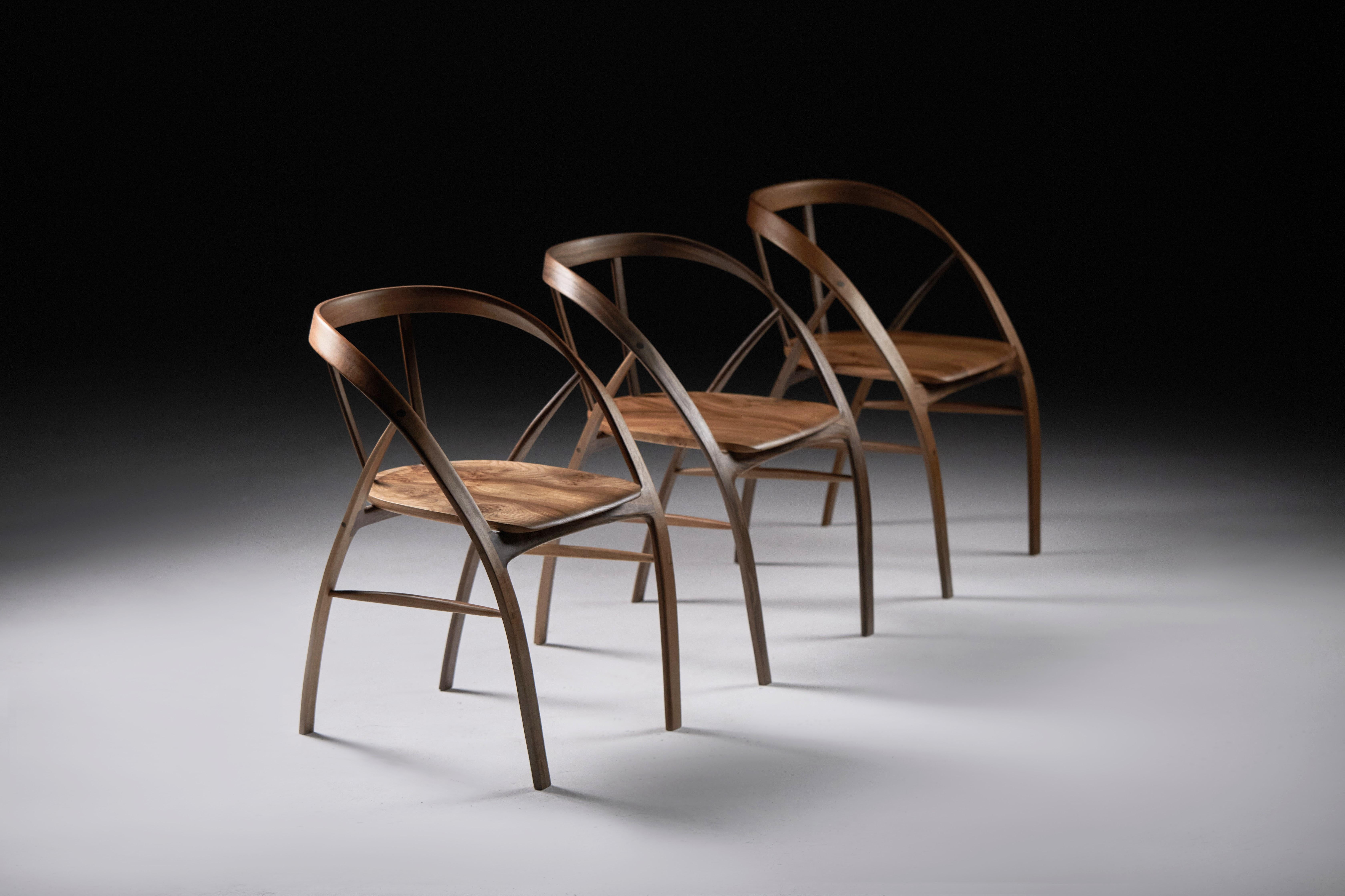 Walnut Bentwood Slim Carol Dining Chair by Jonathan Field For Sale