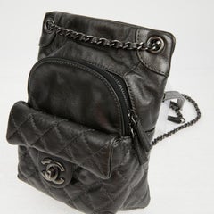 Mini CHANEL Backpack in Charcoal Gray Lambskin Leather
