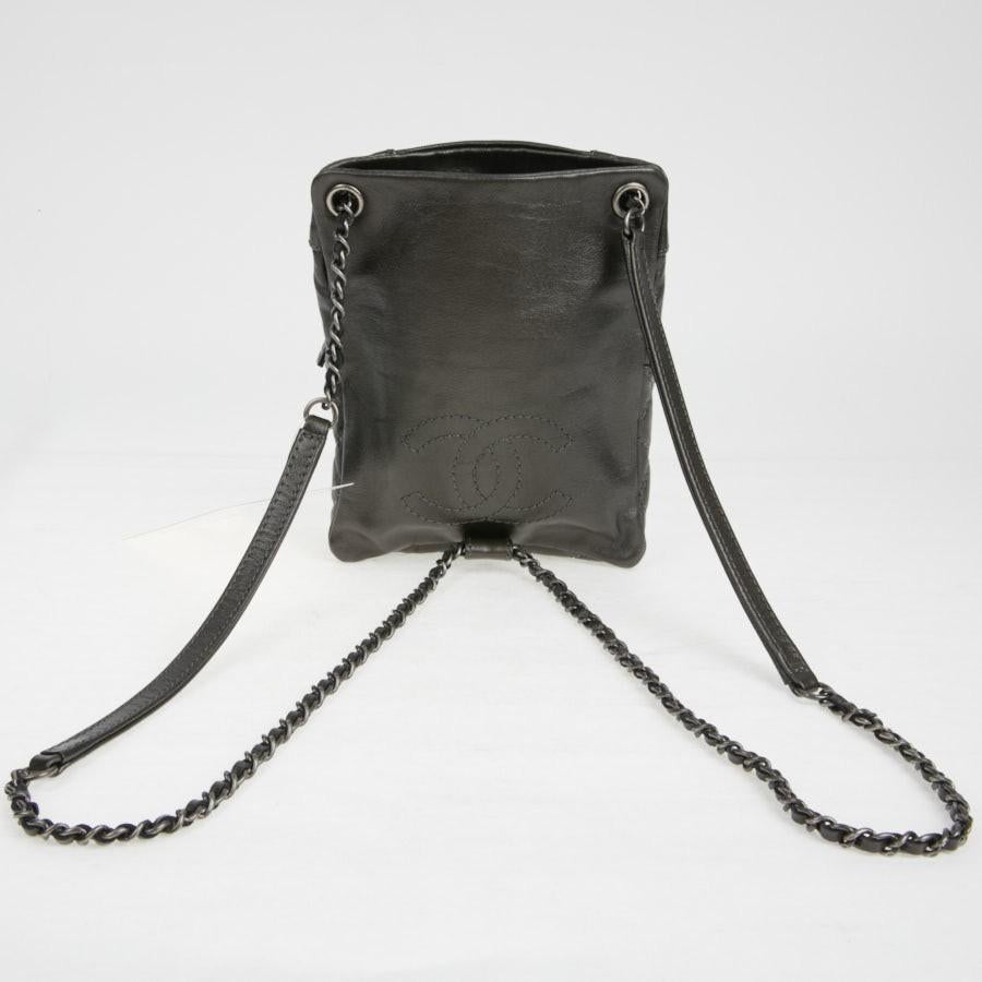 Mini CHANEL Backpack in Charcoal Gray Lambskin Leather 2