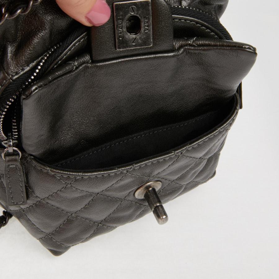 Mini CHANEL Backpack in Charcoal Gray Lambskin Leather 4