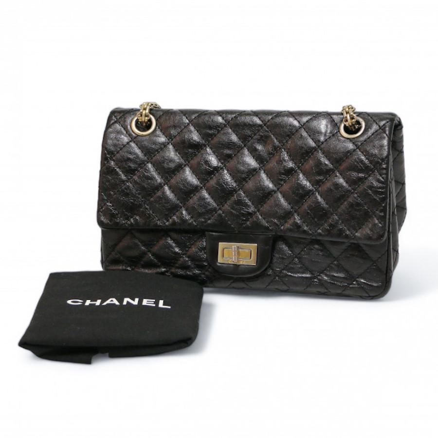 Mini Chanel 2.55 Black Leather For Sale 4