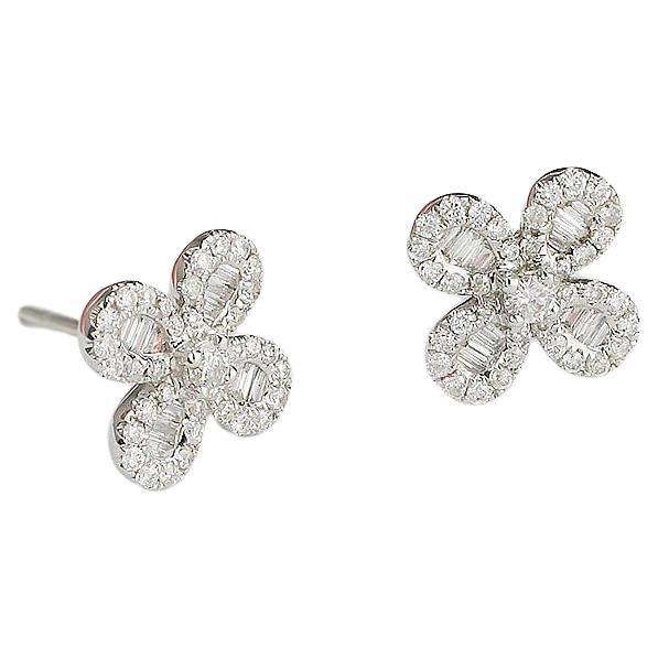 Mini Clover Diamond Baguette Earrings