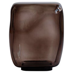 Mini Coffee Table in Smoked Forest Glass Contemporary Sculptural Design