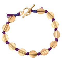 Mini Coins Bracelet in Silk, Bronze & 24k Vermeil Gold by Katerina Makriyianni