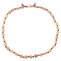 Collana di mini monete in seta, bronzo e oro 24k Vermeil di Katerina Makriyianni
