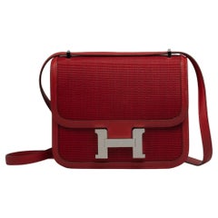 Mini Constance HERMÈS crinoline et rouge Casaque pivotant