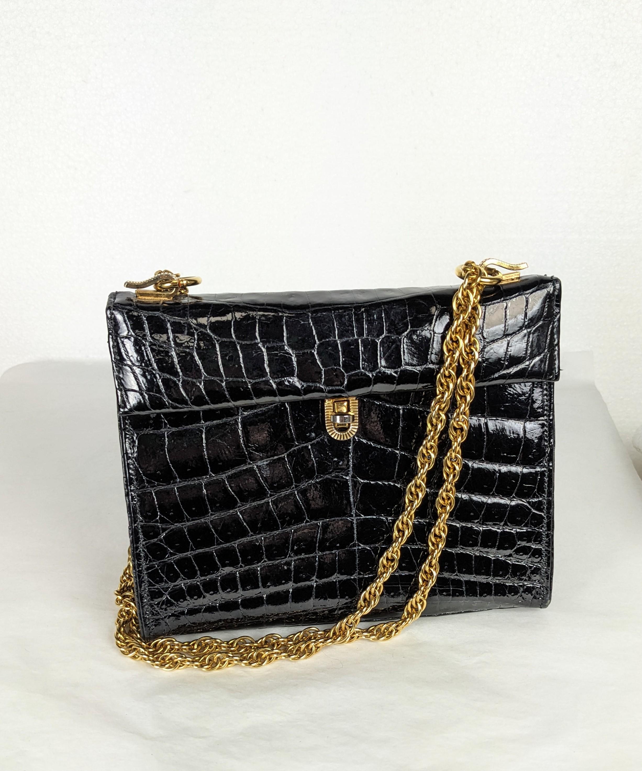 Mini Alligator Structured Shoulder Bag In Good Condition For Sale In New York, NY