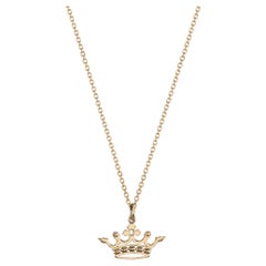 Mini Crown Pendant in 14kt Yellow Gold Conte Type with Rolo Chain