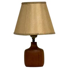 Mini Danish Modern Teak Table Lamp  Mid-Century Scandinavian Accent Lamp